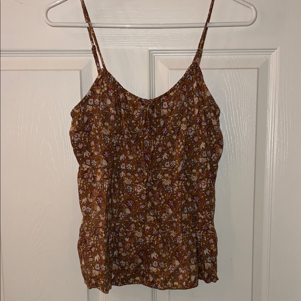 Old Navy Floral Brown Spaghetti Strap Top